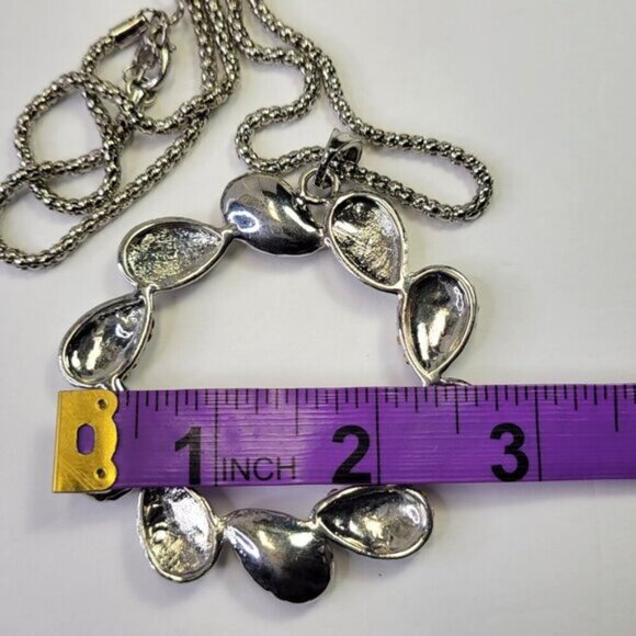 Silvertone Large Round Pendant Necklace - Picture 7 of 8